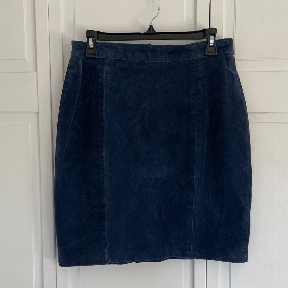 Vintage Blue Suede Navy Blue Women's Mini Skirt Size 14
